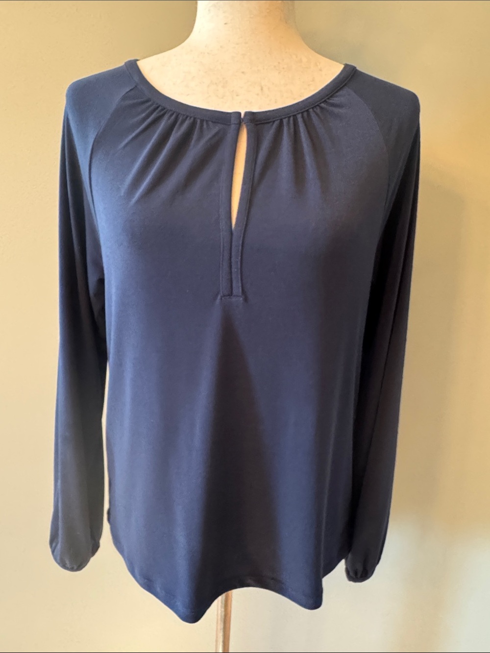 Banana Republic Factory Navy Long-Sleeve Keyhole Blouse - Picture 3 of 8